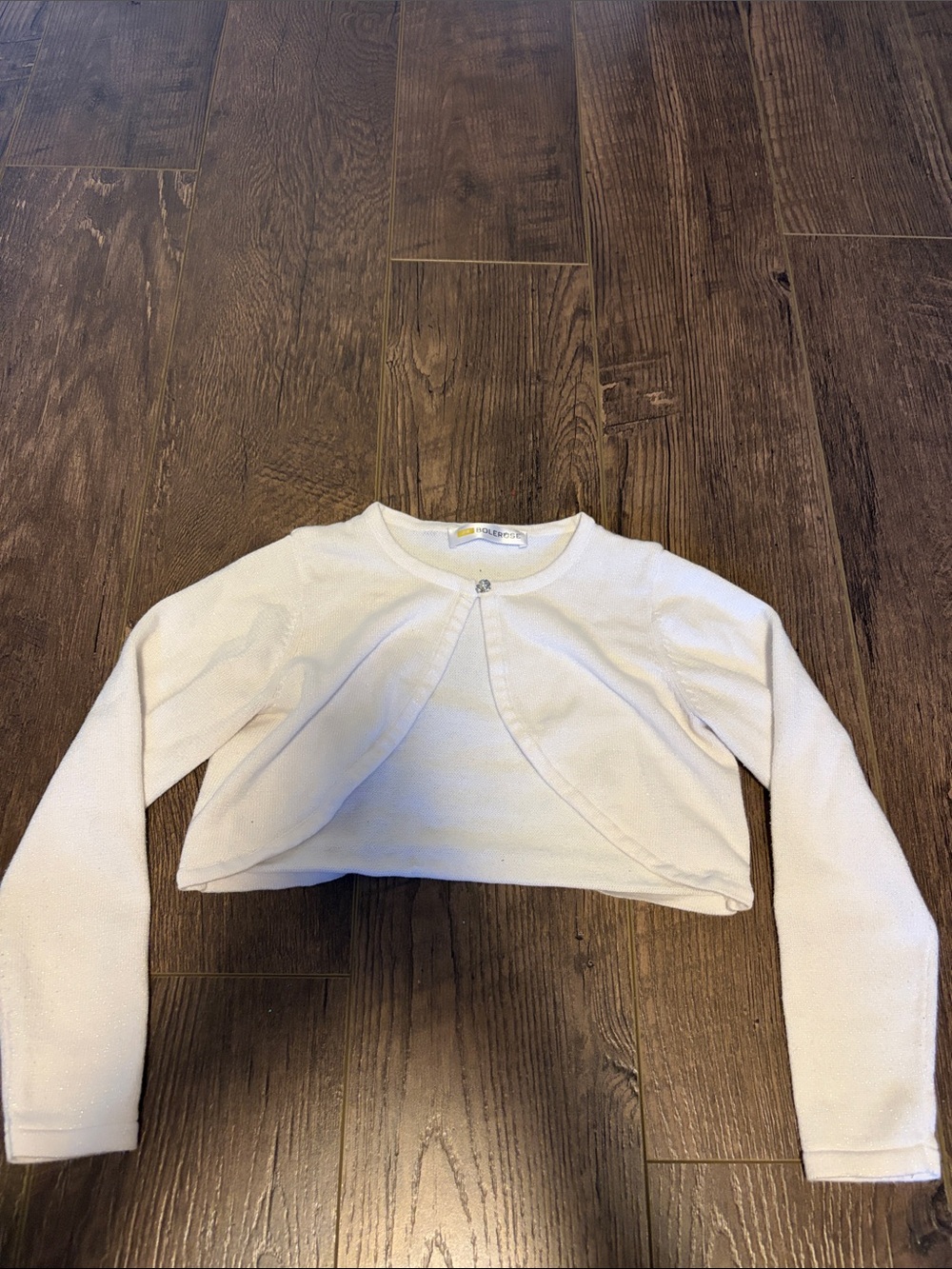 Girls White Cropped Bolero Sweater